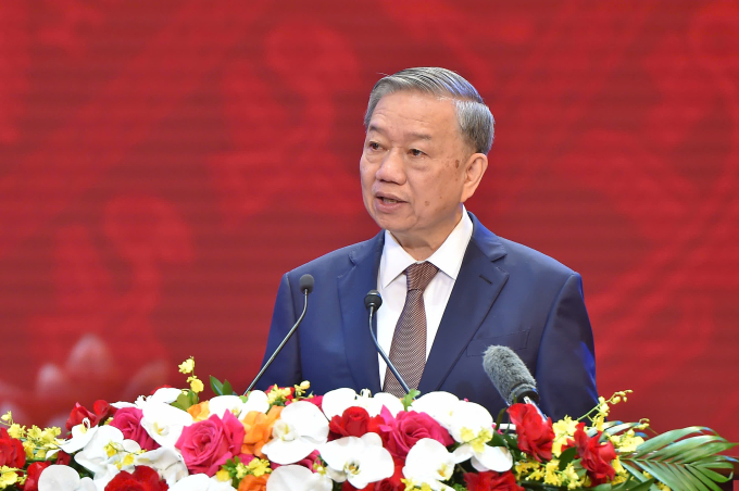 Tổng Bí thư Tô Lâm tại buổi gặp mặt đại diện nhà giáo, cán bộ quản lý giáo dục nhân ngày Nhà giáo Việt Nam 20/11, sáng 18/11. Ảnh: MOET